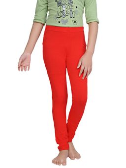 TINY GIRL - Red Solid/Plain Cotton Legging