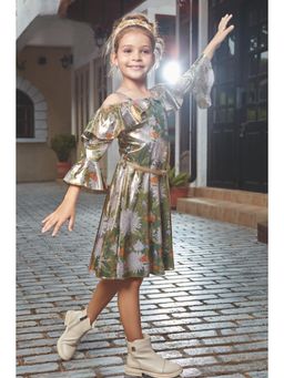 TINY GIRL - Green Floral Polyester Dress