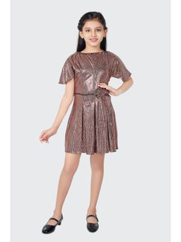 TINY GIRL - Copper Checks Polyester Dress
