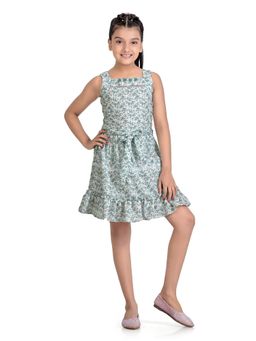 TINY GIRL - Green Floral Polyester Dress