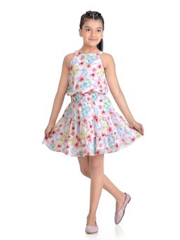 TINY GIRL - White Floral Polyester Dress
