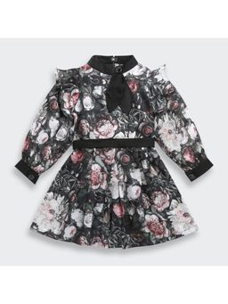 TINY GIRL - Black Floral Polyester Dress