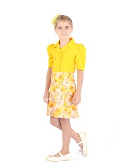 TINY GIRL - Mustard Floral Polyester Dress With Jacket