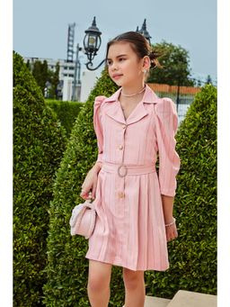 TINY GIRL - Peach Stripes Polyester Dress
