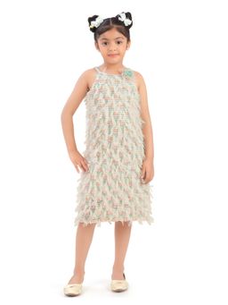 TINY GIRL - Green Self Design Polyester Dress