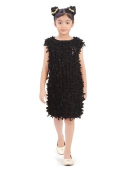 TINY GIRL - Black Self Design Polyester Dress