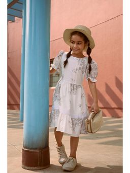 TINY GIRL - Off White Floral Cotton Dress