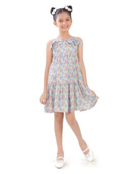 TINY GIRL - Blue Geometric Polyester Dress