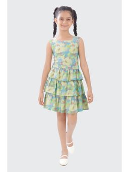 TINY GIRL - Turquoise Floral Polyester Dress