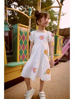 TINY GIRL - White Floral Cotton Dress