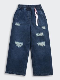 TINY GIRL - Blue Solid/Plain Denim Jeans