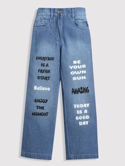 TINY GIRL - Blue Typography Denim Jeans