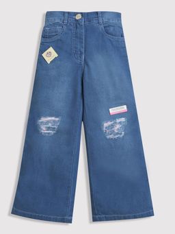 TINY GIRL - Blue Solid/Plain Denim Jeans