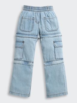 TINY GIRL - Blue Solid/Plain Denim Jeans