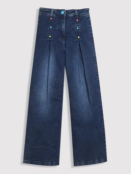 TINY GIRL - Blue Solid/Plain Denim Jeans
