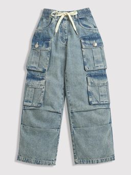TINY GIRL - Blue Solid/Plain Denim Jeans
