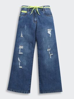 TINY GIRL - Blue Solid/Plain Denim Jeans
