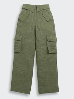 TINY GIRL - Olive Solid/Plain Cotton Pant