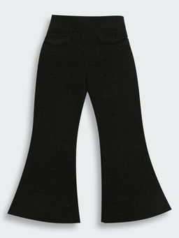 TINY GIRL - Black Solid/Plain Polyester Pant