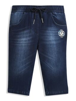 TINY GIRL - Blue Solid/Plain Denim Capri