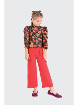 TINY GIRL - Coral Floral Polyester Top With Pant