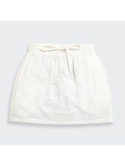 TINY GIRL - White Solid/Plain Polyester Skirt