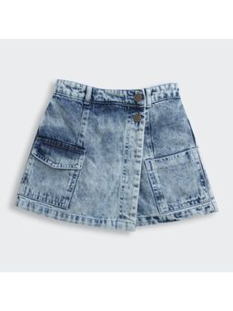 TINY GIRL - Blue Solid/Plain Denim Skort