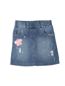 TINY GIRL - Blue Solid/Plain Denim Skirt