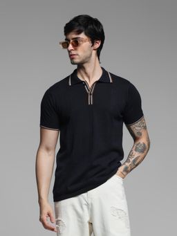 Jack & Jones - Black Slim Fit Knit T-Shirt