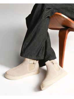 Rare Rabbit - Men Berus Beige Suede Lace-Up Closure Chelsea Boots