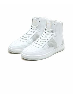 Rare Rabbit - Mens Dist Cement Leather Lace-Up Closure High-Top Sneaker