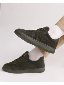 Rare Rabbit - Mens Flint Olive Lace-Up Closure Sneaker