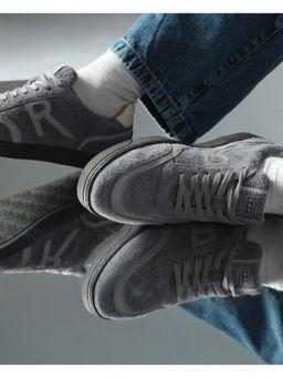 Rare Rabbit - Men Orla Grey Lace-Up Closure Suede Sneaker