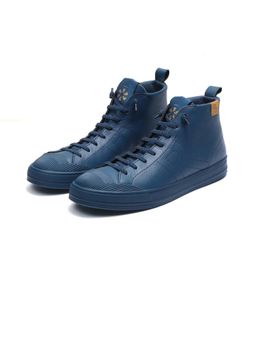 Rare Rabbit - Men Sauron Hi Pro Blue Leather Lace-Up Closure Sneaker
