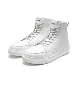 Rare Rabbit - Mens Taico White Leather Lace-Up Closure Casual Boots