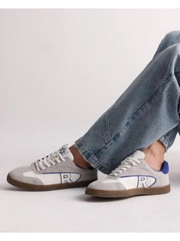 Rare Rabbit - Mens Zoop White Leather Lace-Up Closure Sneaker