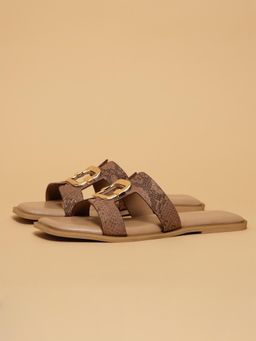 ERIDANI - Evelina Brown Textured Flats