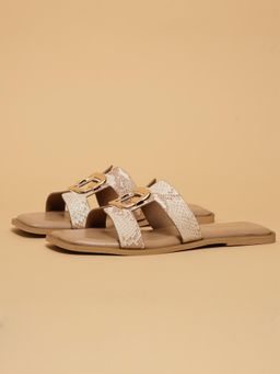 ERIDANI - Evelina Off White Textured Flats