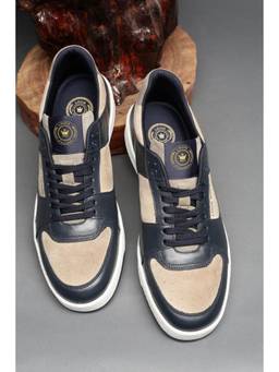 Louis Philippe - Men Navy Blue Lace Up Sneakers