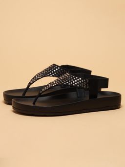 ERIDANI - Lenora Black Thong Sandal