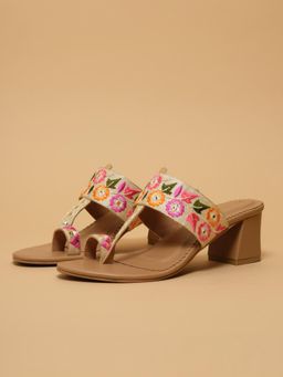 ERIDANI - Rida Beige Festive Sandal Heels