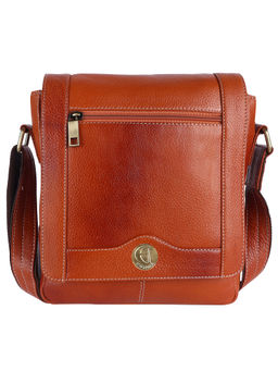 HiLEDER - Pure Leather Messenger 10" Sling Cross Body Handbag For Men Women Orange