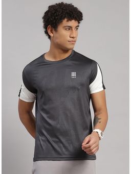 Rock.it - Men Textured Round Neck T-shirt - Grey