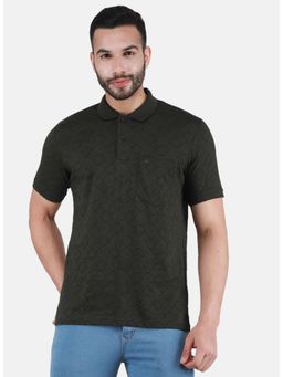 Monte Carlo - Men Textured Polo T-shirt - Olive