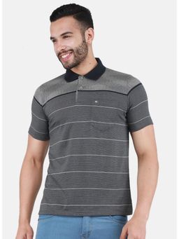 Monte Carlo - Men Stripes Polo T-shirt - Grey