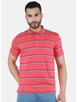 Monte Carlo - Men Stripes Polo T-shirt - Red