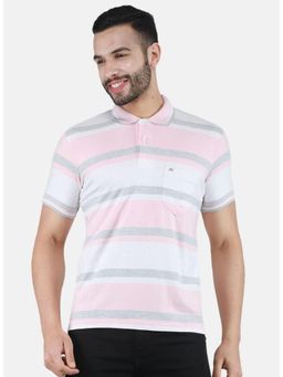 Monte Carlo - Men Stripes Polo T-shirt - Pink