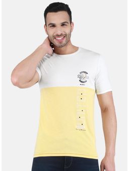 Monte Carlo - Men Colorblock Round Neck T-shirt - Yellow