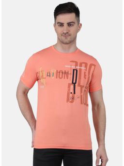 Monte Carlo - Men Printed Round Neck T-shirt - Peach