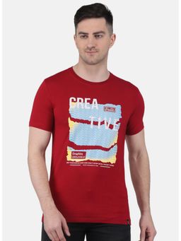 Monte Carlo - Men Printed Round Neck T-shirt - Maroon